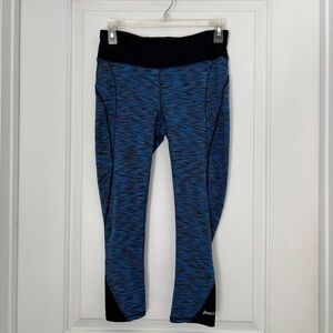 Asics Navy Blue Space Dyed Piped High Rise Capri Yoga Athletic Leggings